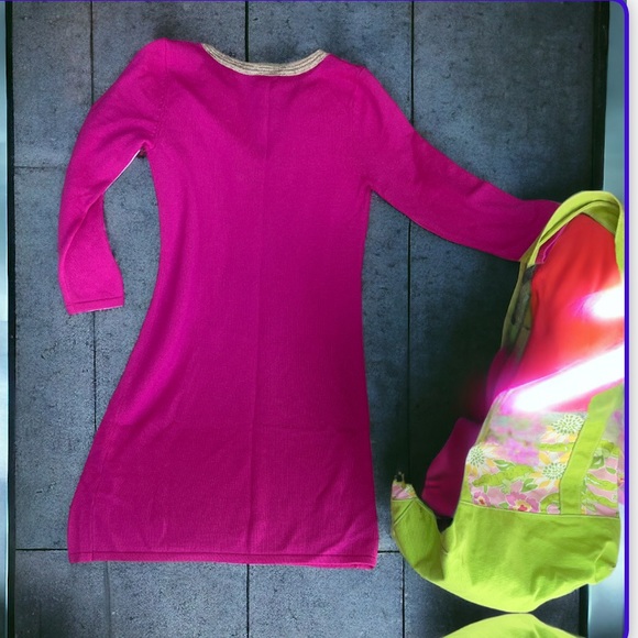 Lilly Pulitzer Merino Wool Dress Hot Pink - Picture 2 of 2